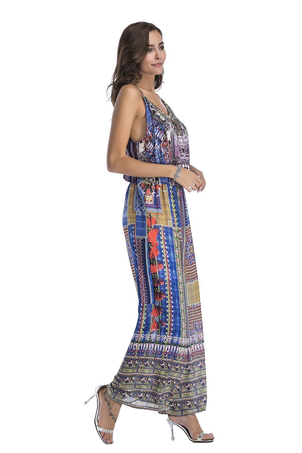 5 Pattern Wide-Leg Pants Sexy Halter V-Neck Lady Print Panties Chiffon Rompers