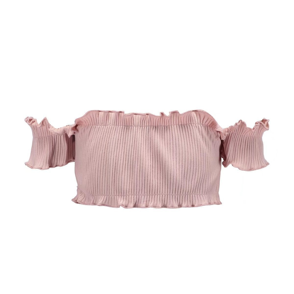 Off Shoulder Short-Sleeved Chest Wrapped Spring Chest Fungus Thread Stretch Top Vest 9 Colors
