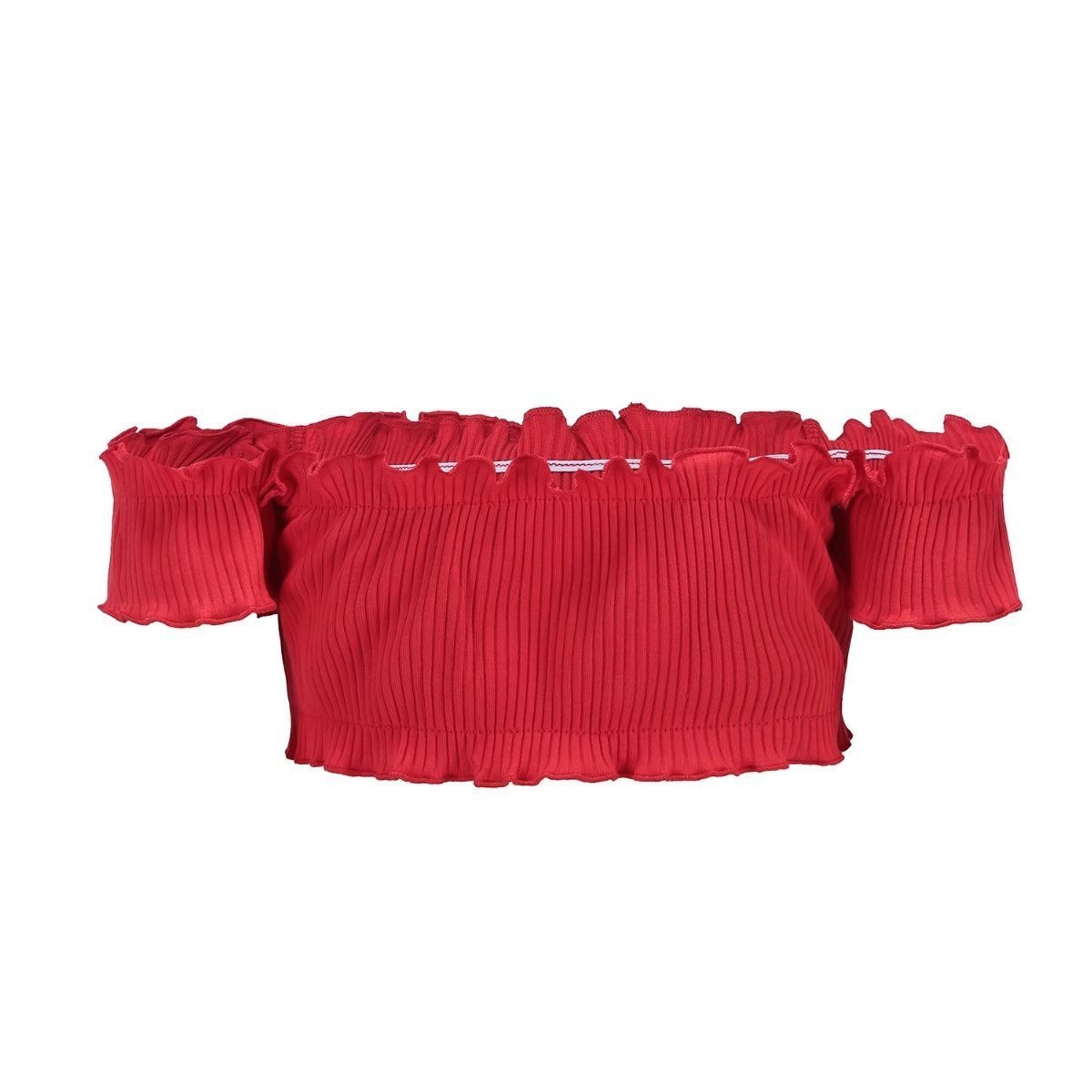 Off Shoulder Short-Sleeved Chest Wrapped Spring Chest Fungus Thread Stretch Top Vest 9 Colors