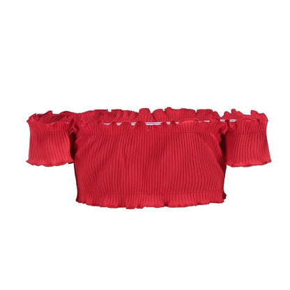 Off Shoulder Short-Sleeved Chest Wrapped Spring Chest Fungus Thread Stretch Top Vest 9 Colors