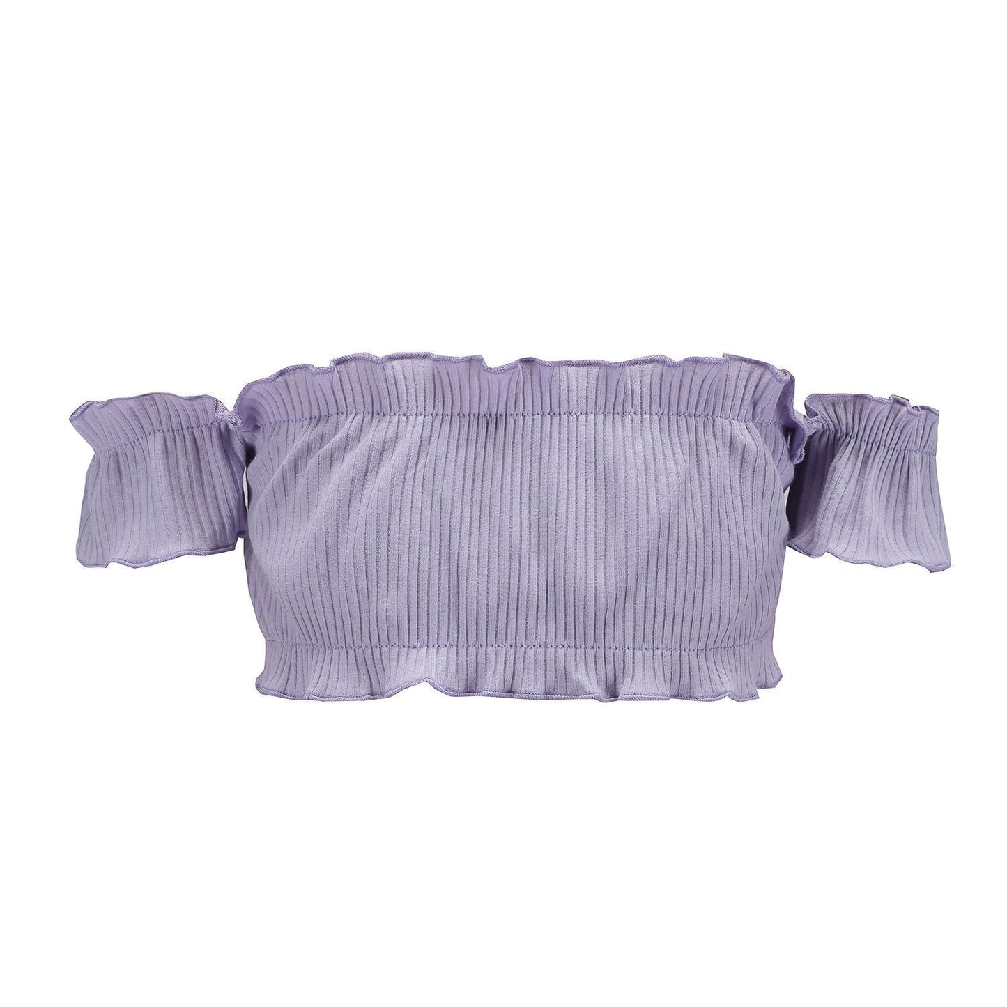 Off Shoulder Short-Sleeved Chest Wrapped Spring Chest Fungus Thread Stretch Top Vest 9 Colors