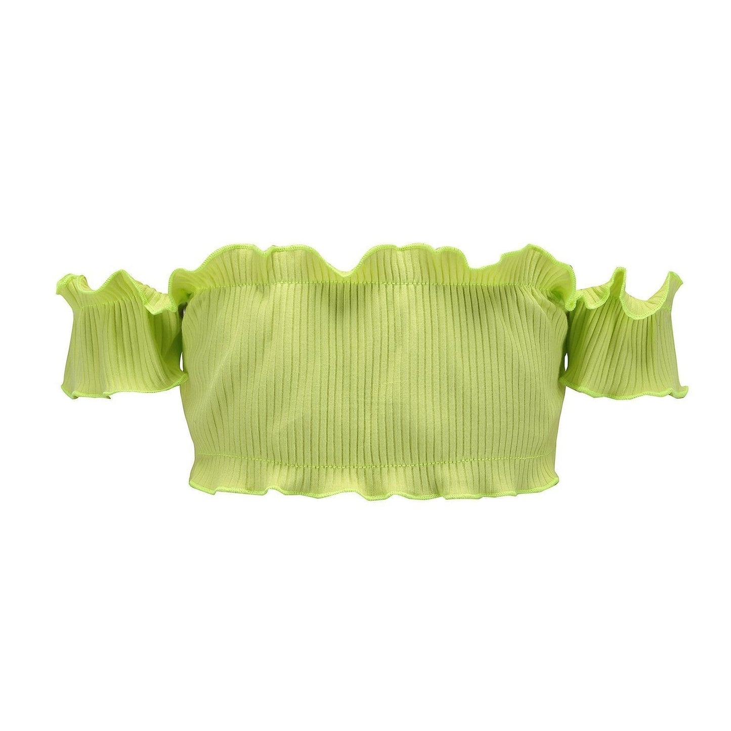 Off Shoulder Short-Sleeved Chest Wrapped Spring Chest Fungus Thread Stretch Top Vest 9 Colors