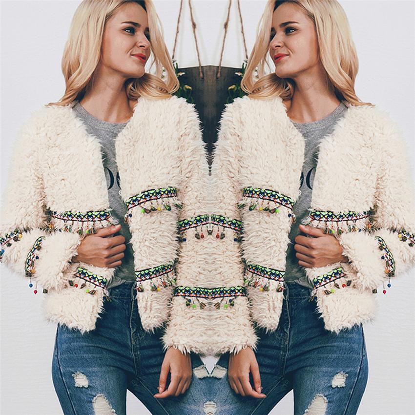 Winter Imitation Lamp Fur Tassel Short Coat Soft Jacket