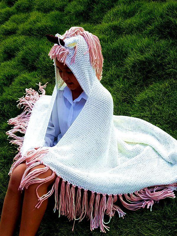 Autumn And Winter Cartoon Children Unicorn One-Piece Cap Cloak