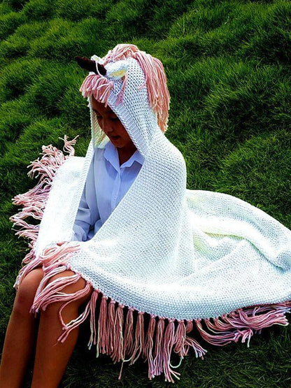 Autumn And Winter Cartoon Children Unicorn One-Piece Cap Cloak