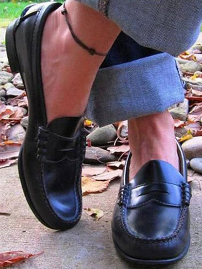 Comfortable Retro Flat Big Yards Solid Color Flat Shoes Loafers