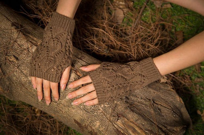 Half Refers To The Warm Knit Typing Women S Thick Wool Half Palm Gloves - 2