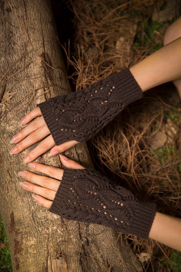 Half Refers To The Warm Knit Typing Women S Thick Wool Half Palm Gloves - 2