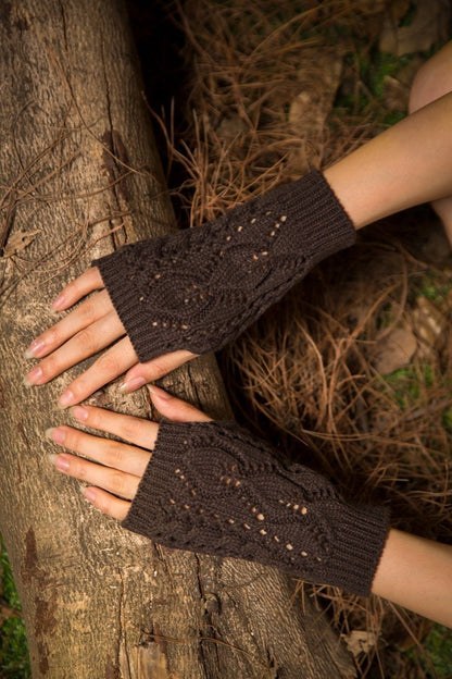 Half Refers To The Warm Knit Typing Women S Thick Wool Half Palm Gloves - 2