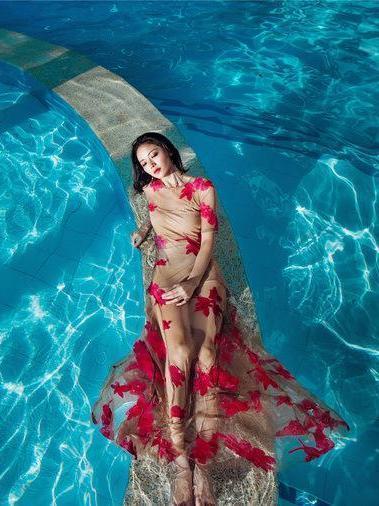Fairy Embroidery Large Flower Skirt To Mop Dress Skirt Seaside Holiday Swimsuit Knitz