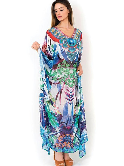 Printed Bohemia Loose Split-Side Beach Cover-Ups Swimwear