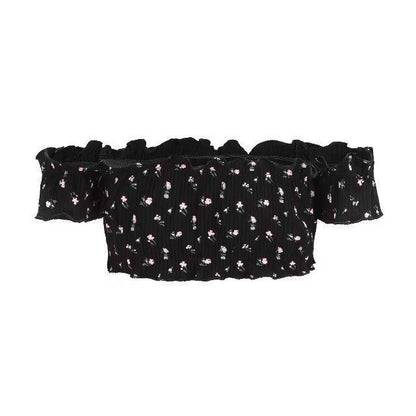 Off Shoulder Short-Sleeved Chest Wrapped Spring Chest Fungus Thread Stretch Top Vest 9 Colors