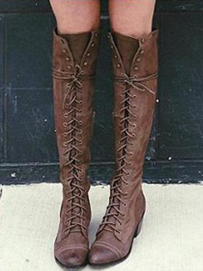 2018 Winter Rivet Bandage Thigh-High Boots Shoes