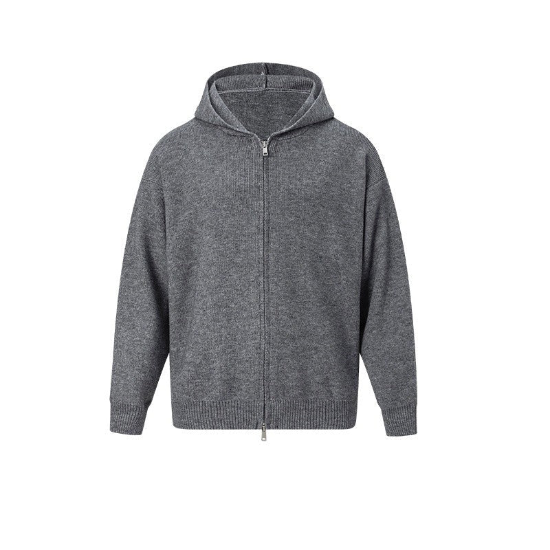 Solid Color Loose Zip Knit Sweater