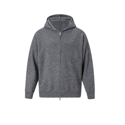 Solid Color Loose Zip Knit Sweater