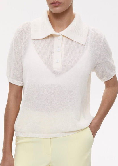 Soft Knit Polo Tee Lightweight Textured Top