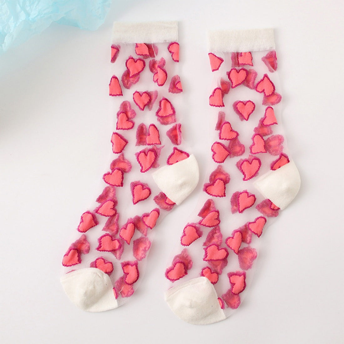 Rufia - Heart Patterned Mid-Calf Socks