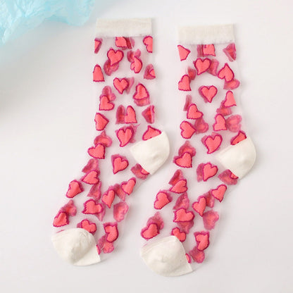 Rufia - Heart Patterned Mid-Calf Socks
