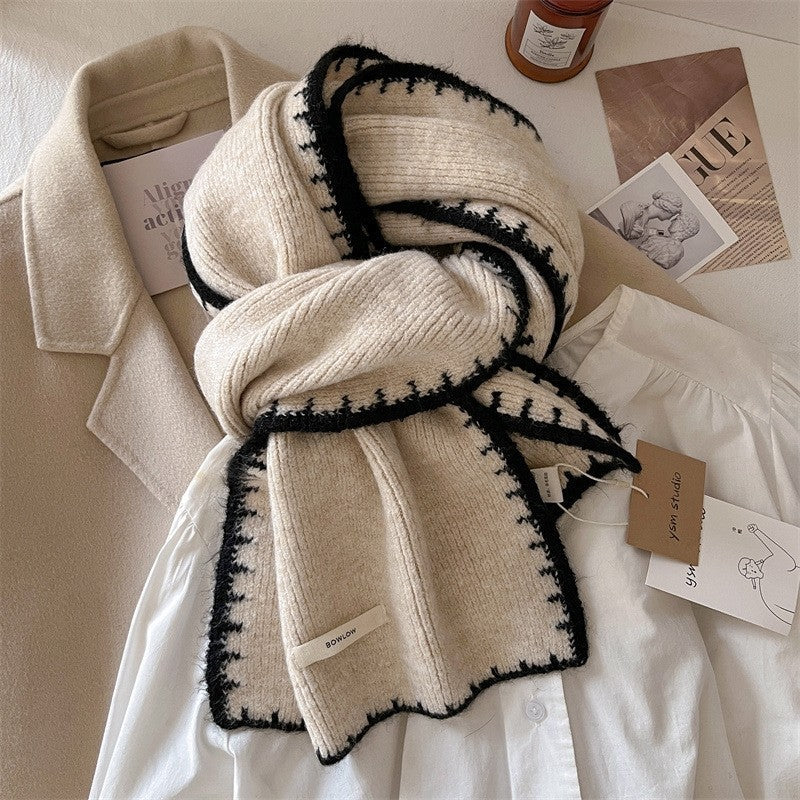 Color Blocking Lock Edge Knitted Scarf