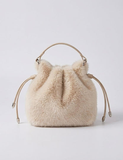 Fuzzy Soft Trendy Drawstring Bucket Crossbody Bag
