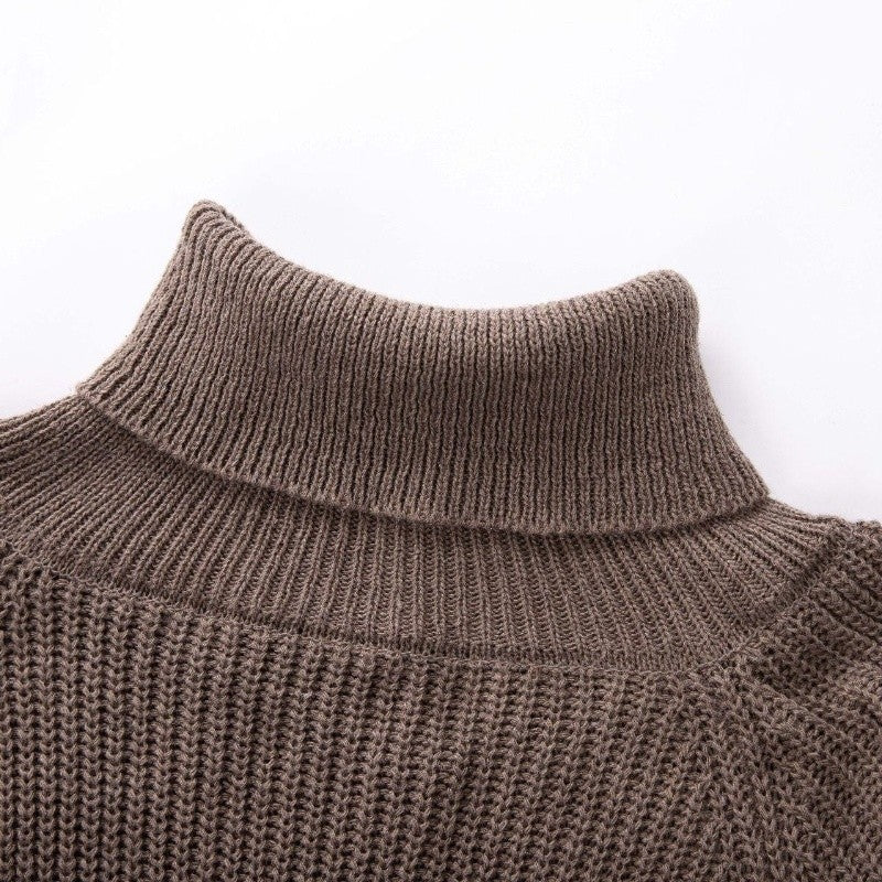 Solid Color Loose Poncho High Neck Sweater