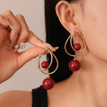Earwish - Vintage Beaded And Metal Hoop Earrings - Classic