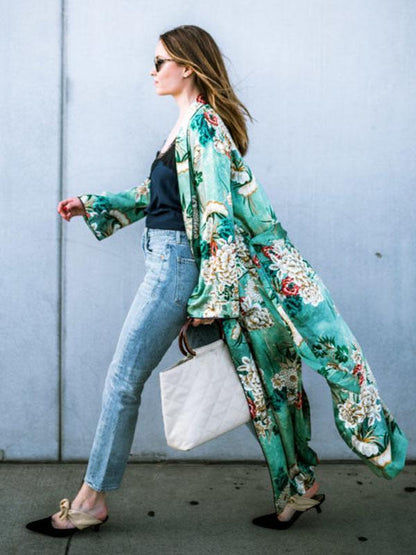 Fashion Floral Printed Cover-Up Outwear