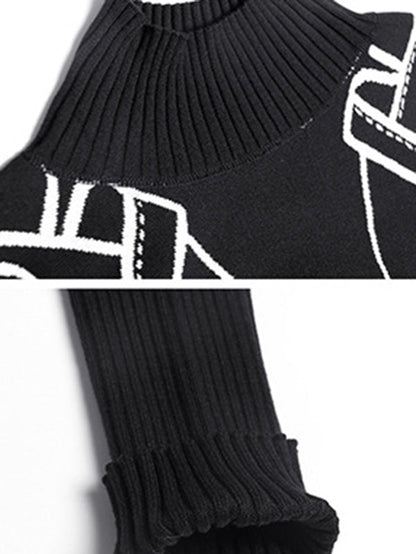 Original Print Irregularity Knitting Sweater