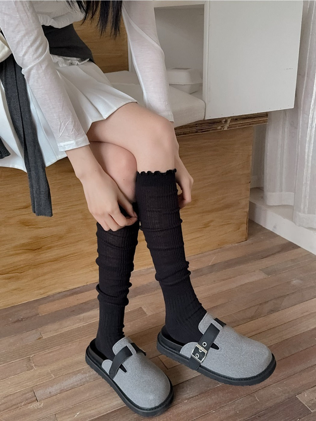 Rufia - Basic Ribbed Knee-High Socks for Women