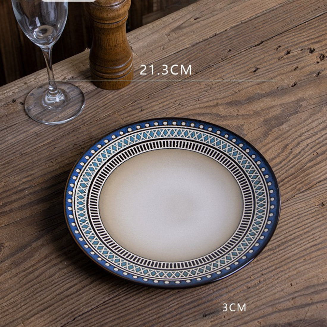 Ciro - Bohemian Style Ceramic Dinner Plate – 8 Inch