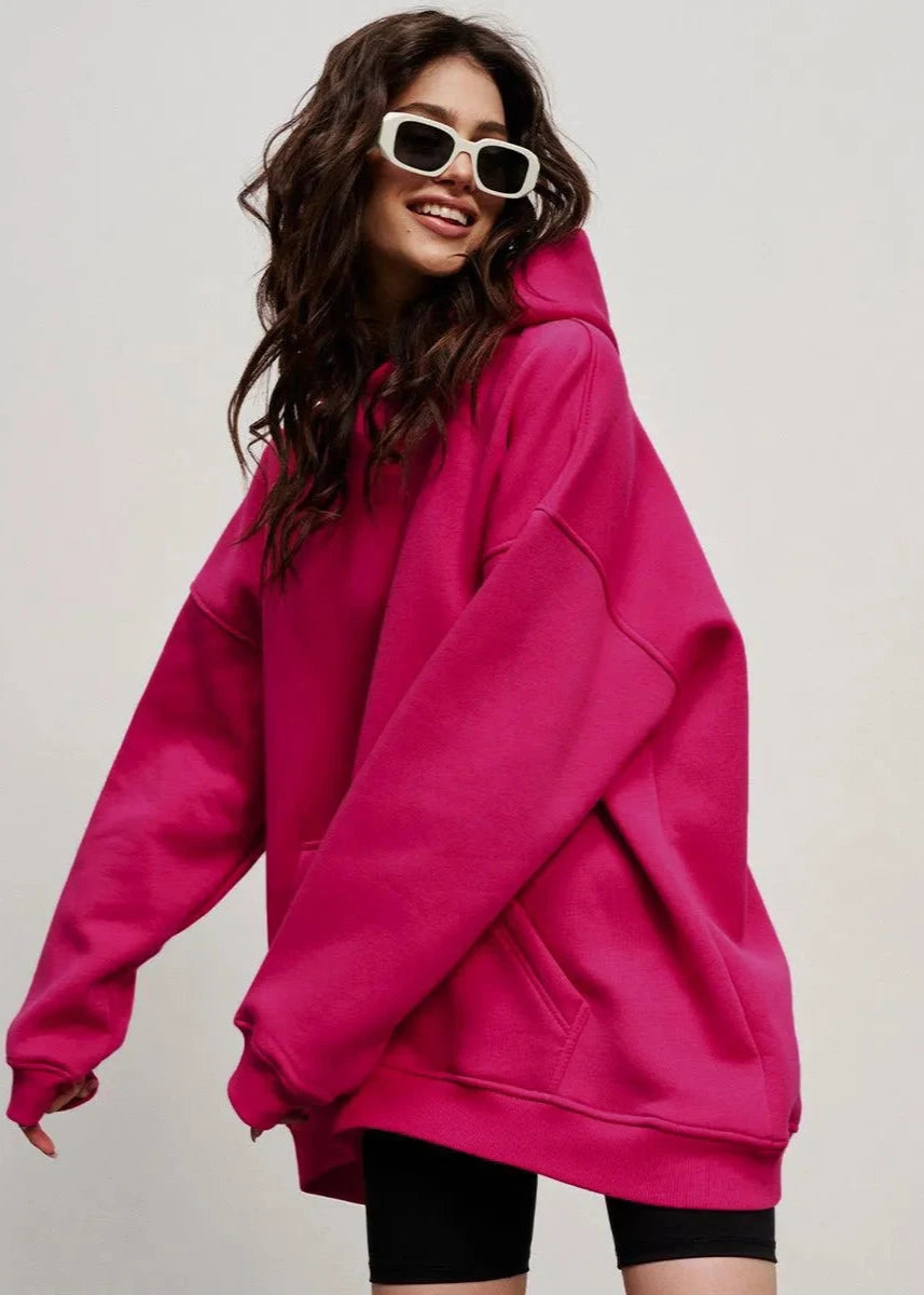 Oversized Polar Fleece Hoodie With Kangaroo Pocket