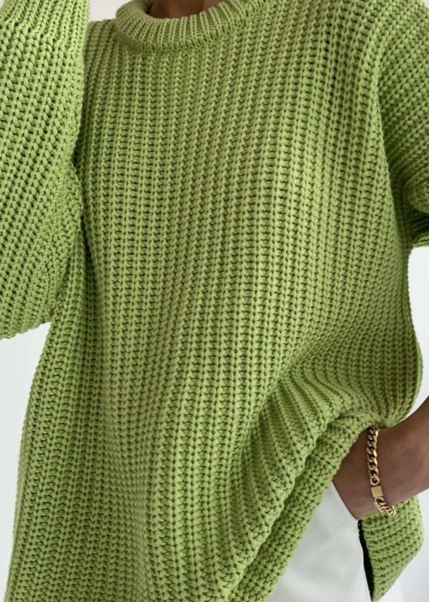 Round Neck Oversized Sweater Soft Fabric