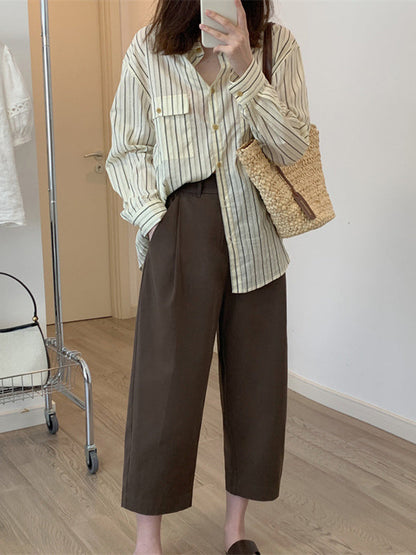 High Waisted Loose Solid Color Casual Pants Bottoms