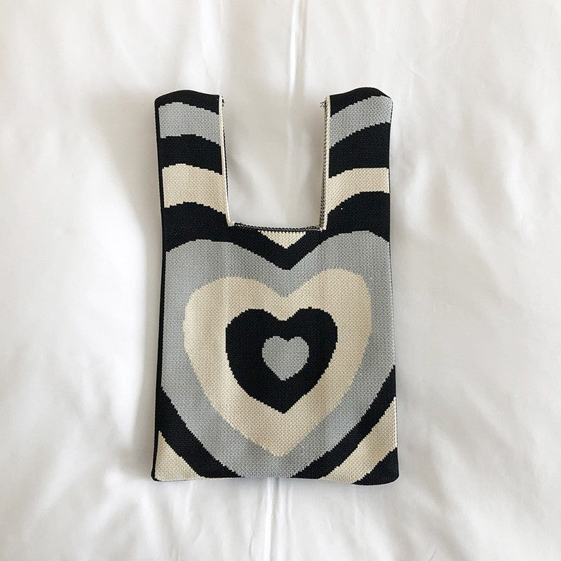 Knit Checkerboard Casual Tote Bag