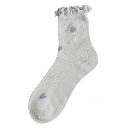 Rufia - Floral Print Ruffle Socks