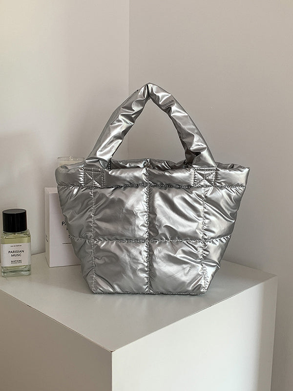 Solid Color Split-Joint C Handbags Tote Bags