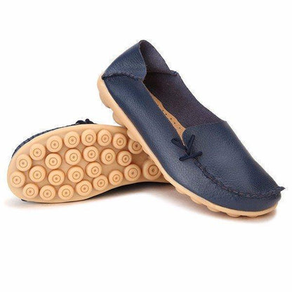 Big Size Pure Color Slip On Lace Up Soft Sole Comfortable Flat Loafers