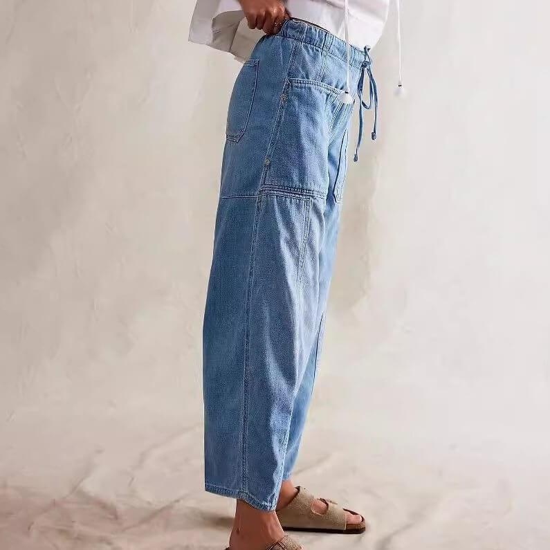 Loose Low Waist Barrel Washed Jeans