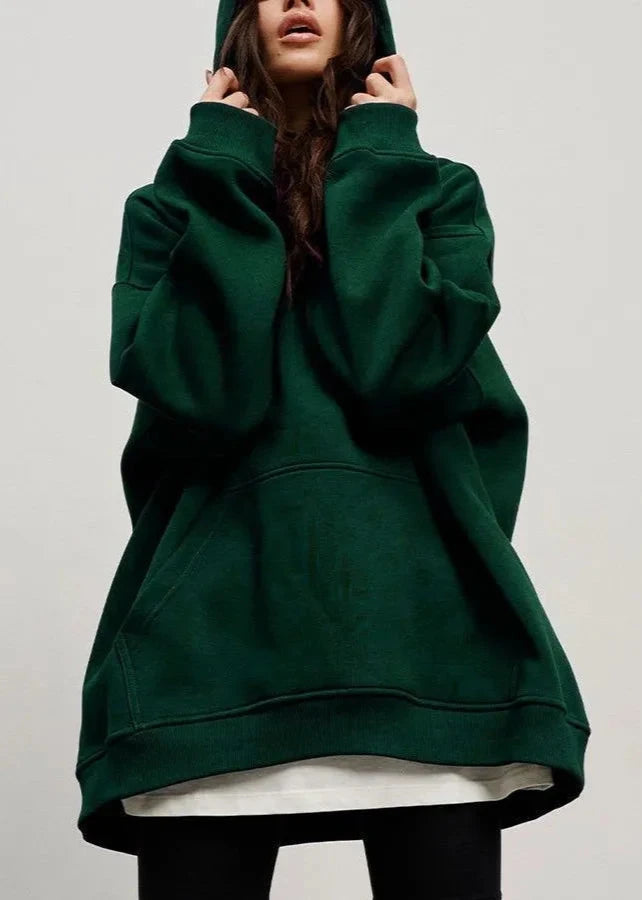 Oversized Polar Fleece Hoodie With Kangaroo Pocket