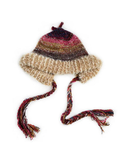Haila - Colorful Stripes Knitted Beanie with Earflaps