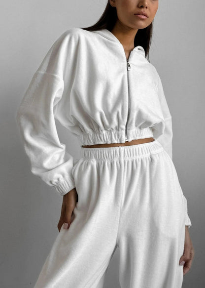 Zip-Up Hoodie Two-Piece Set Cotton Blend