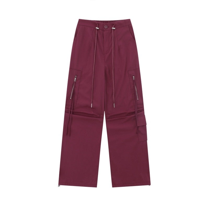Wide-Leg Parachute Cargo Pants Unisex Loose Fit Style