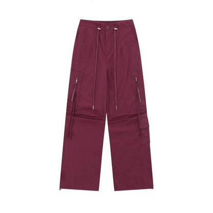 Wide-Leg Parachute Cargo Pants Unisex Loose Fit Style