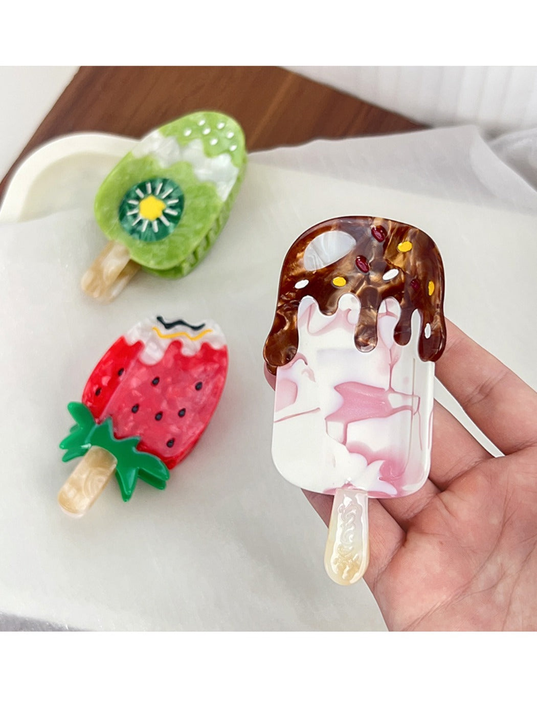 Clio - Ice Cream-shaped Fruit-themed Cartoon Hair Clip