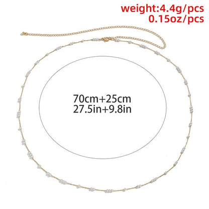 Geometric Metal Chain Body Jewelry With Pearl