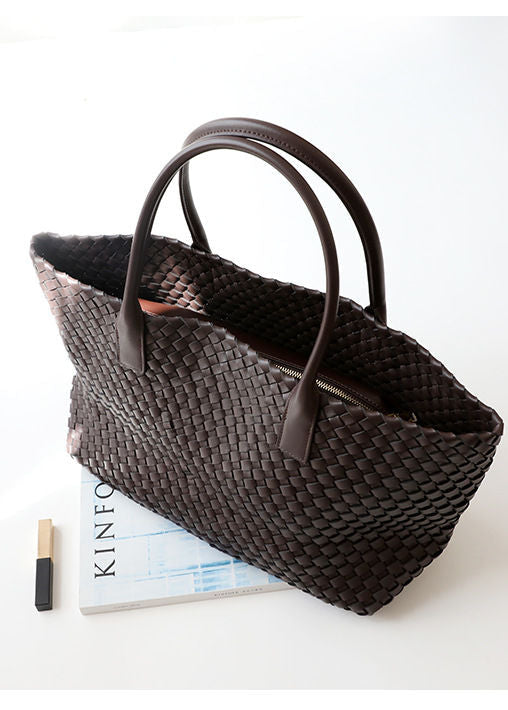 Woven Leather Tote Bag Durable Handwoven Design