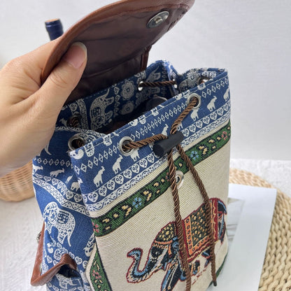 Cosbai - Vintage Elephant Embroidery Backpack - Practical &amp; Unique