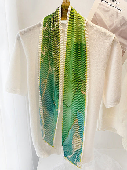 Vintage Tie-Dyed Silk Imitation Pleated Scarf