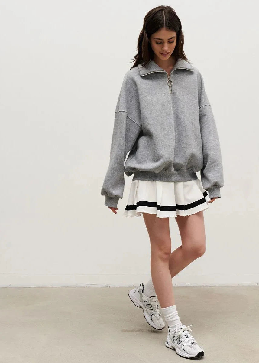 Zip Up Sweater Soft Fabric Casual Style