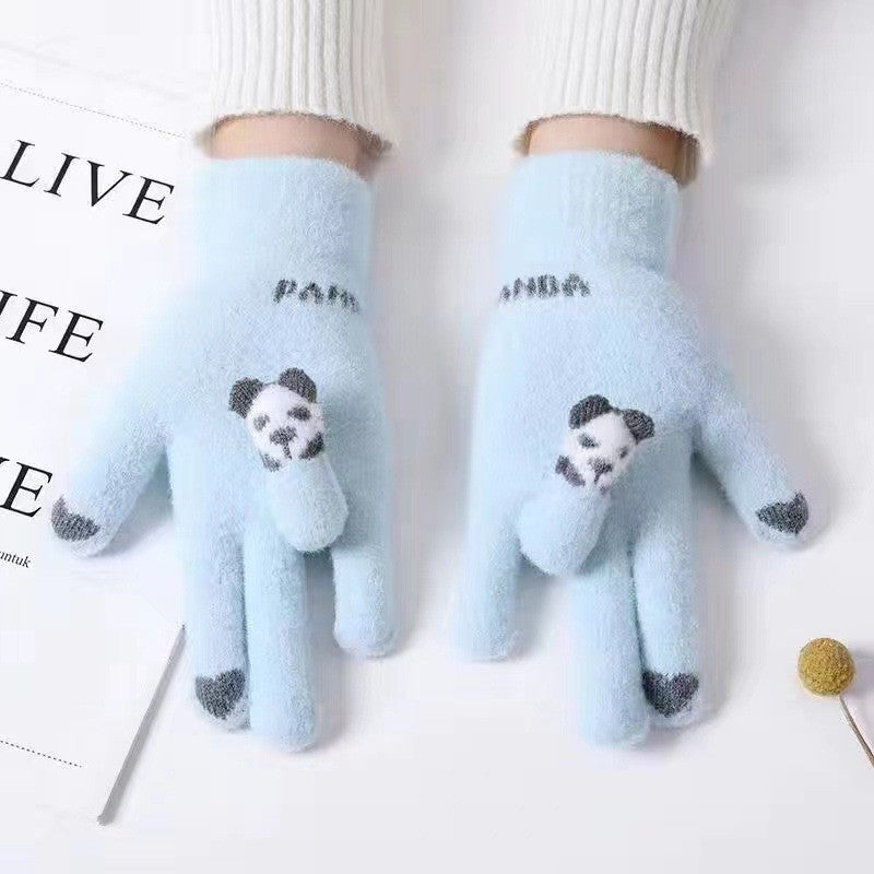 Bear Jacquard Knit Gloves